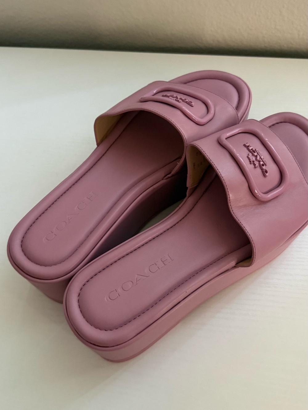 Coach Rose Pink Platform Slide Clogs - Picture 2 of 3